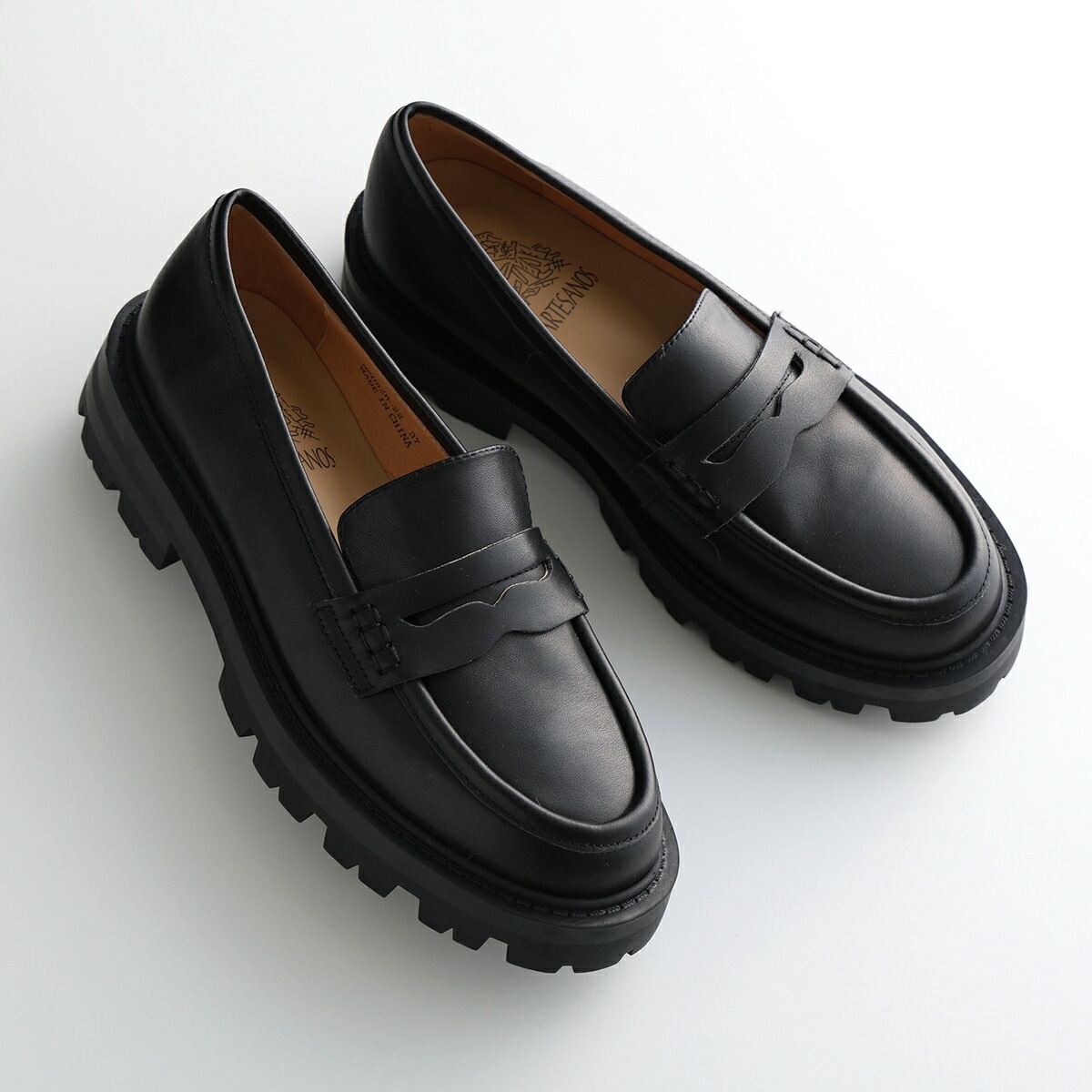 ARTESANOS アルテサノス コインローファー NSH526-22 SETA レディース レザー ボリューム ラバーソール ラグソール シューズ 靴 NEGRO