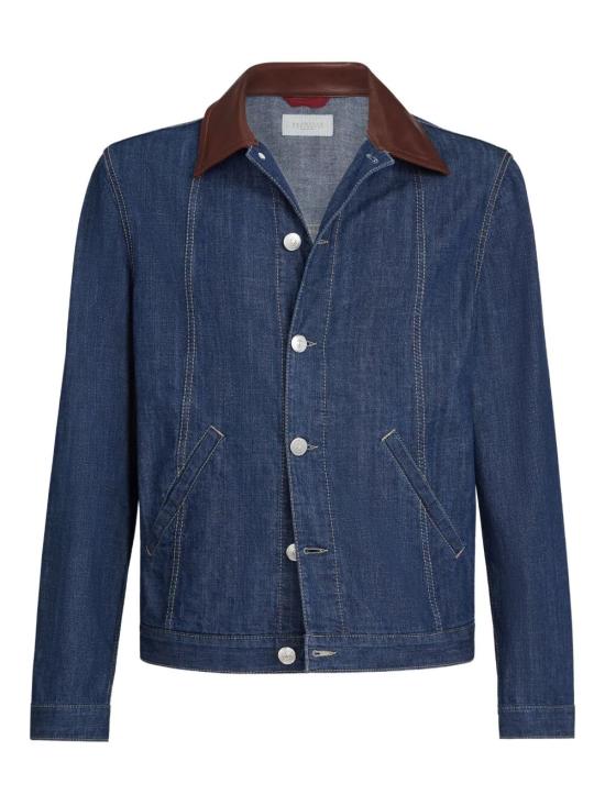 BRUNELLO CUCINELLI Men Denim Jackets MH2636914 COH51 DARK DENIM BURNT