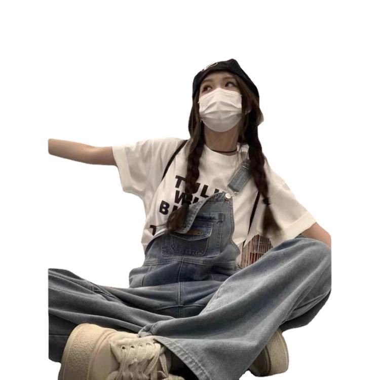 おしゃれな日系レトロジーンズ 小柄で高見えするストレートパンツ 吊りズボン