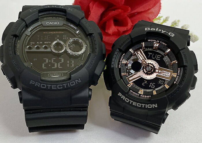 恋人たちの Gショックペアウオッチ G-SHOCK Gスチール カシオ GD-100-1BJF BA-110RG-1AJFプレゼント g-shock 手書きします プレゼント 誕生日 御祝い 銀