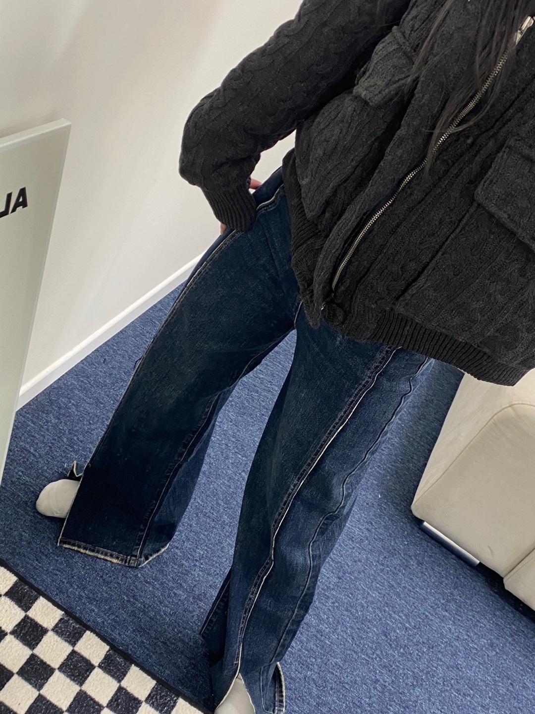 [パンツフィットウチャルレミ](1color) ストレートフィット ワイド 下開き ミュート デニム 5,424円