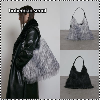 [BOHEMIAN SEOUL] LONG HAIR STRAP HOBO BAG ☆送料込☆ BOHEMIAN SEOUL] LONG HAIR STRAP HOBO BAG, MIXED BLACK 正規品