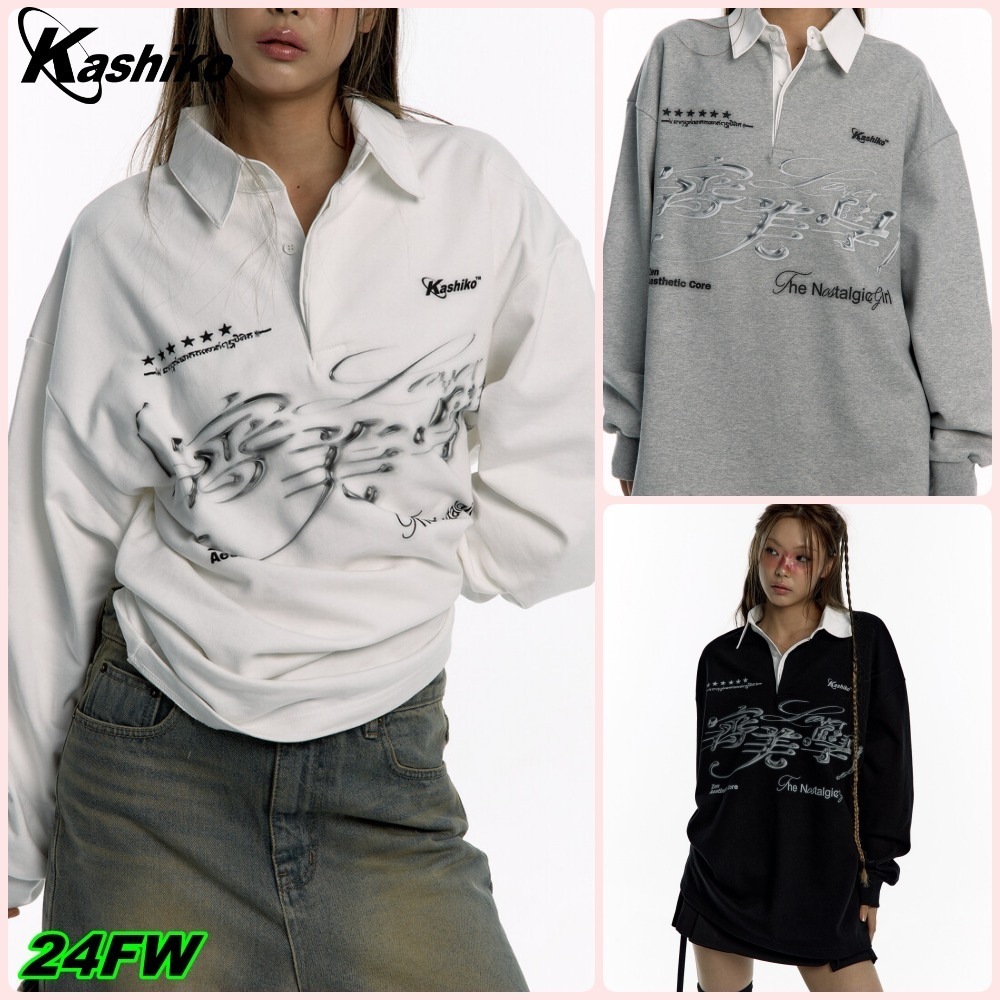 【Kashiko】送料/関税込 Aesthetic Collar Rugby Shirts