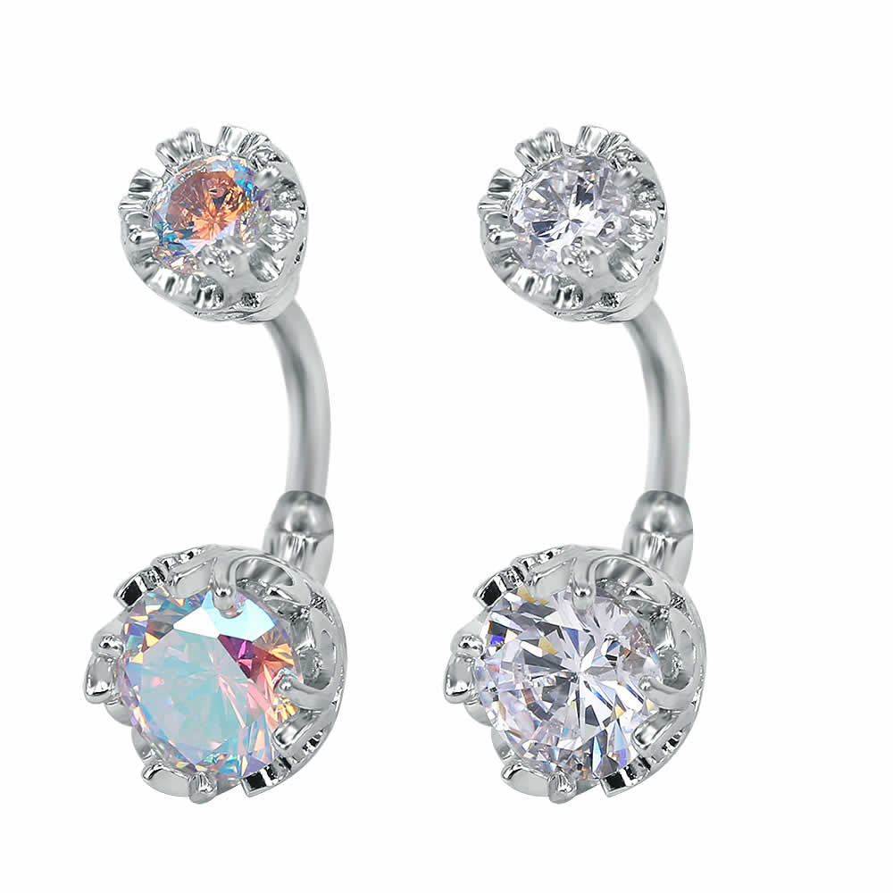 ビッグティアラクリスタル へそピアス 14ゲージ 14G ゴシック調 トライバル ネイブル ボディピアス 男性 女性 プレゼント 揺れない 綺麗 高級 上品 大人 bn470