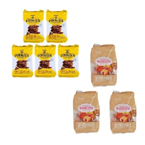 ノーブランドオートチョコチップクッキー208g x 5個+イチゴジャムマドレーヌ500g x 3個学校事務所