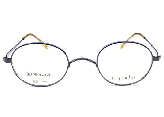 ラポッシュ La poche LP-102 c.3 ネイビー・ブルー 一山 鼻パッドなし メガネ 眼鏡 日本製