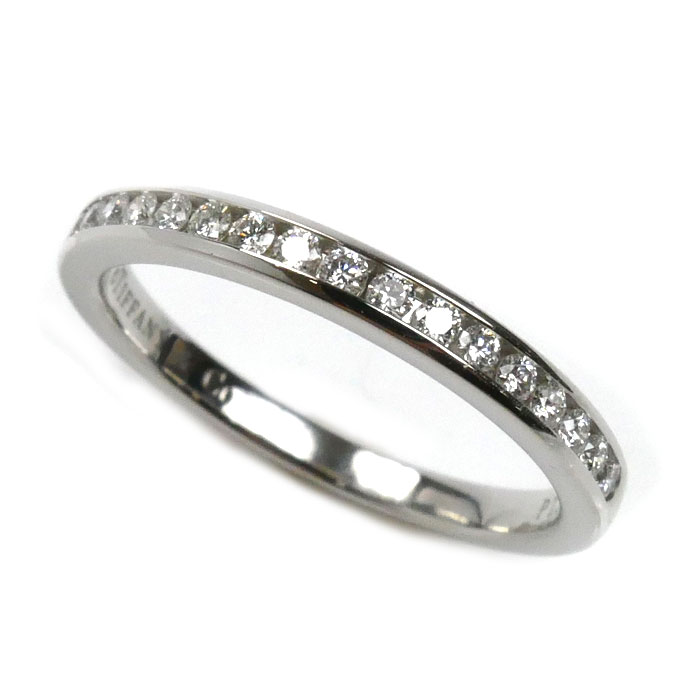 TIFFANY&Co. ティファニー Pt950プラチナ ハーフサークル チャネルセッティング ダイヤ リング・指輪 ダイヤモンド 9.5号 3.0g レディース 中古 美品