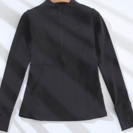 トップス トレーニングウエア 袖付き 長袖 ミディアム丈 プルオーバー 襟なし ラウンドネック