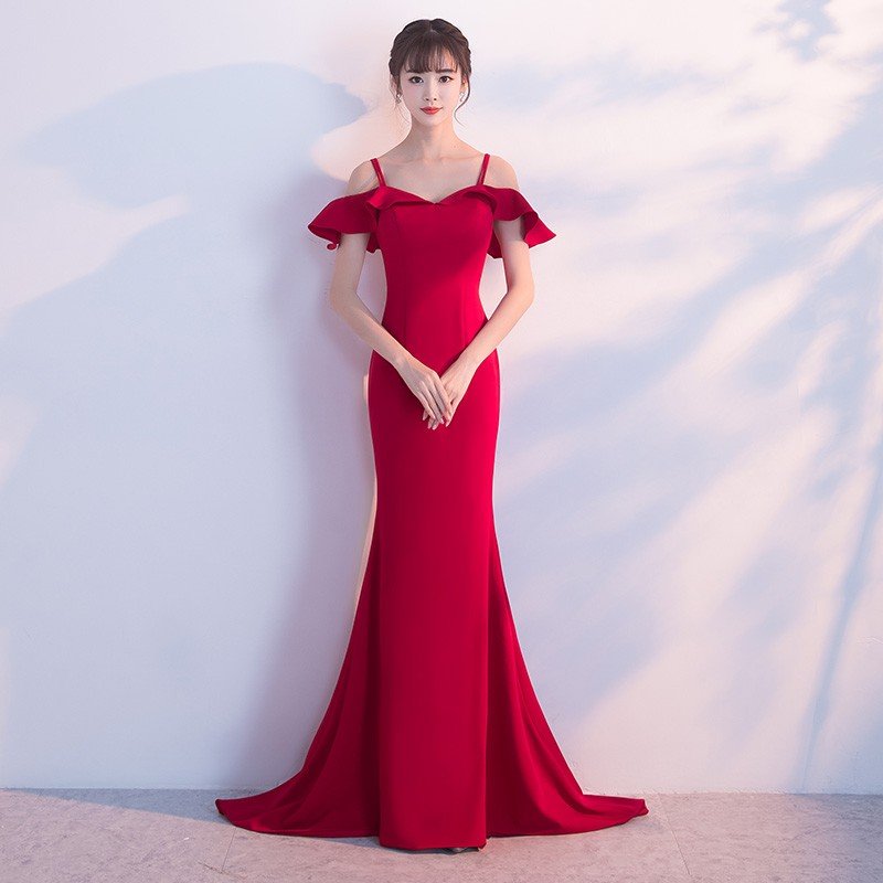 カラードレス 赤 演奏会 ロング 安い パーティードレス 二次会 結婚式 イブニングドレス フォーマルドレス 花嫁 披露宴 カクテルドレス 大きいサイズ