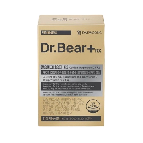 大雄医薬品ドクターベアRXカルシウムマグネシウムジ+ K2 60錠x 1ボックス栄養剤簡単な健康管理ギフト健康補助食品 7,920円