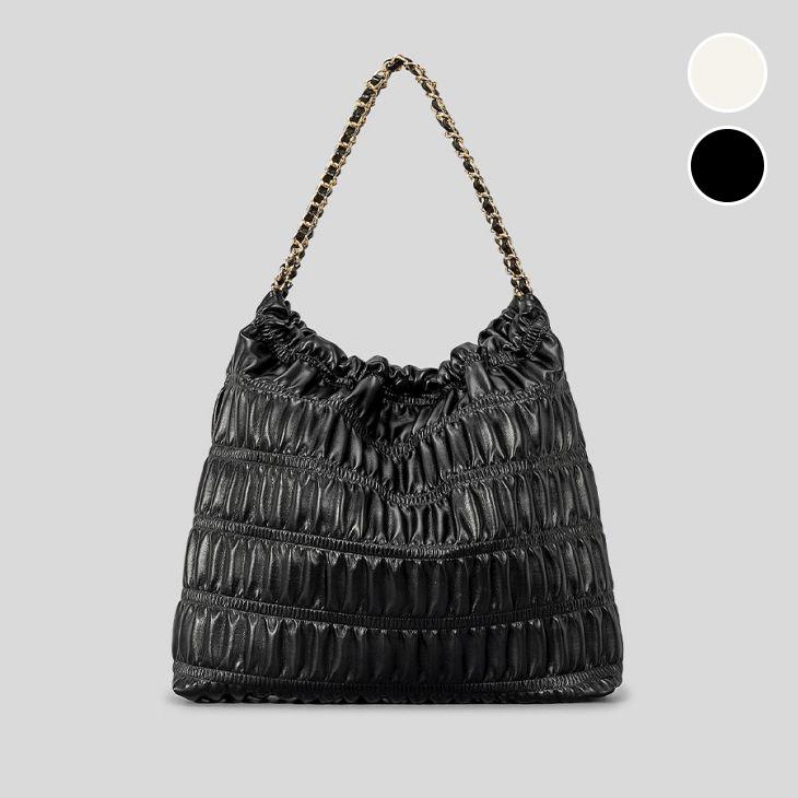 【期間限定】ギャザーチェーンバッグ ポーチ付き ショルダー トート エコレザー 鞄 大人可愛い 【akb308-089】【予約販売：15-20日】60込