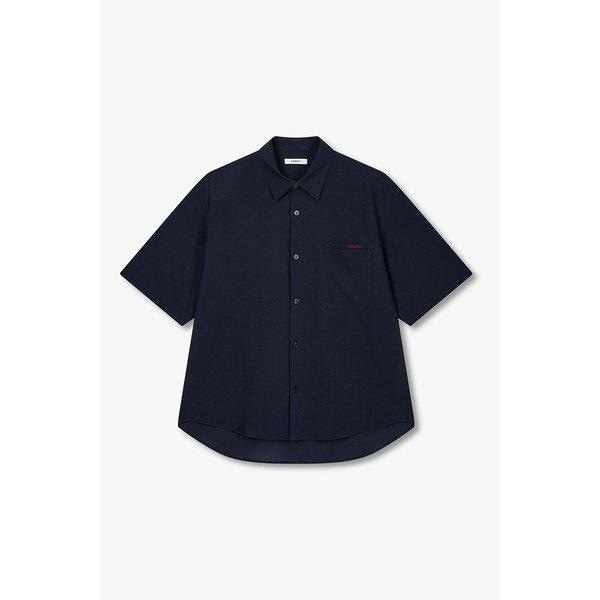 [MEN] ロゴ刺繍ストライプ半袖シャツ 9156221318056