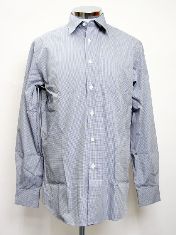 メンズ ドレスシャツ ワイシャツ ギンガムチェック ネイビーブルー UCM473 WTG 124