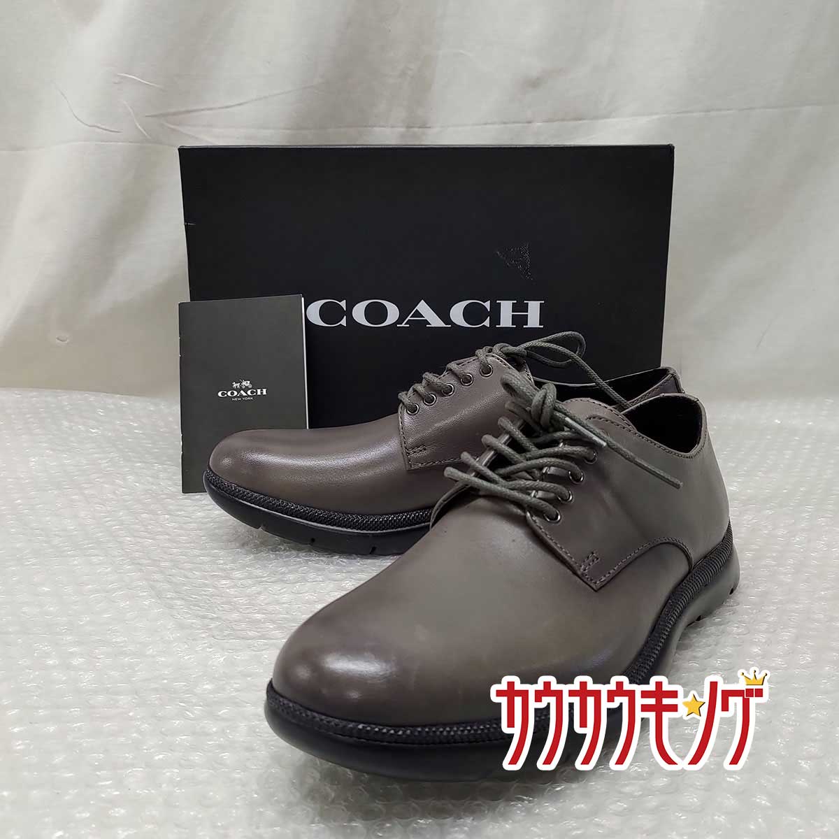 【中古】コーチ ドレスシューズ コンフォート レースアップ レザー 24.5cm グレー系 FG4382 メンズ COACH