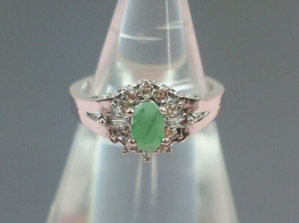 天然石エメラルド ダイヤモンド リング 指輪高級仕上げ No.RING-27B