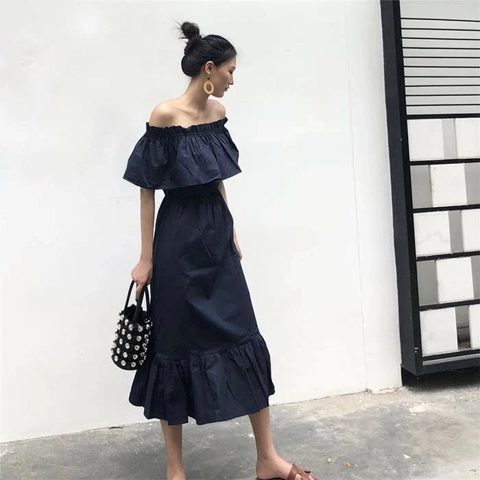 【急速出荷!】ロングワンピース フリル袖フリルワンピース ロング丈 ノースリーブ ハイウェスト スカラップ レース 刺繍 コットン 夏ワンピース リゾート 海 プール ホワイト 大人可愛い キュート