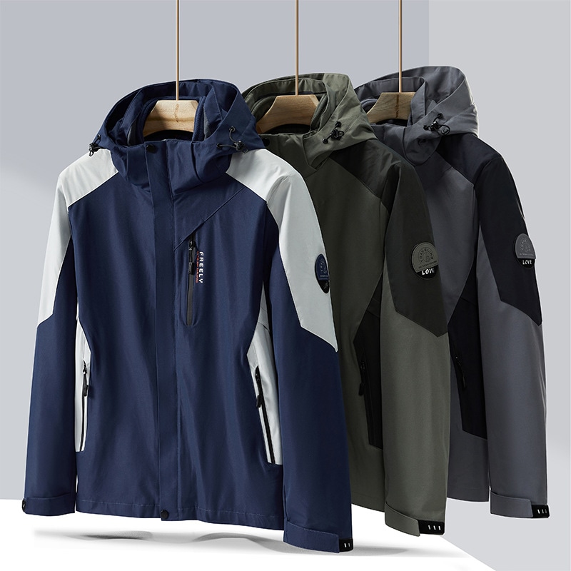 夹克男外套新款冬户外服女冲锋衣三合一登山防风防水可拆卸两件套