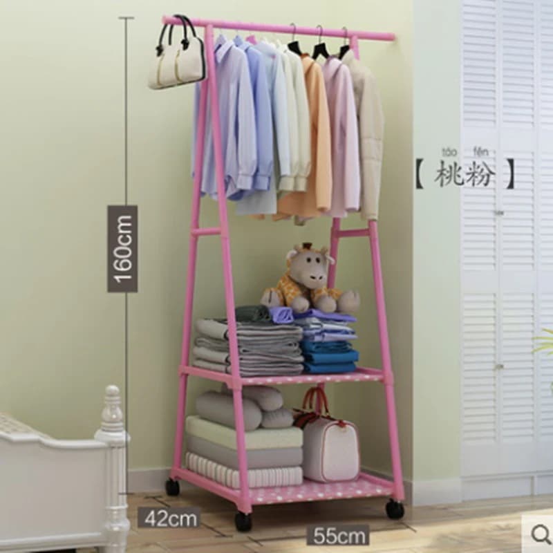 簡易ハンガー着地寝室のクローク棚掛け家庭用鉄芸ハンガー棚置物棚