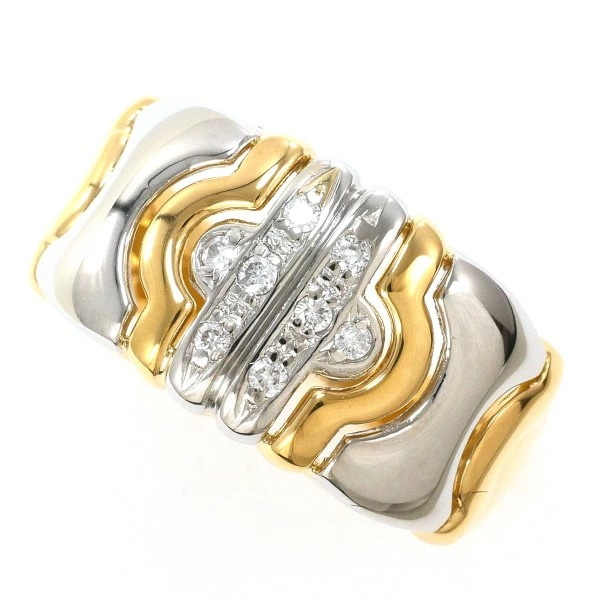 PT900 プラチナ K18YG リング 11号 ダイヤ 0.08 カード鑑別書 ジュエリー 中古