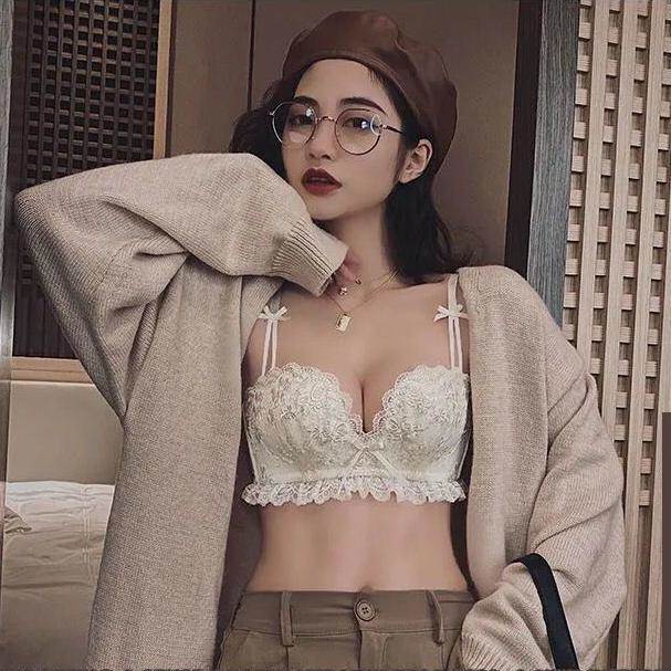 4色 下着 上下セット ノンワイヤー 盛れる ブラジャー ショーツ 大人可愛い ランジェリー 花柄 ホワイト 白 ピンク ネイビーブルー 青 ブラック 黒 刺繍 3/4カップ ストラップ ワイヤレス1