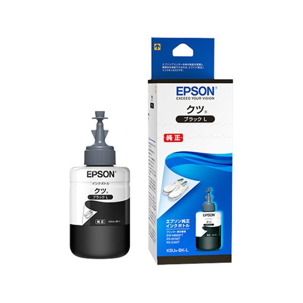 （まとめ）エプソン インクボトル クツ ブラック140ml KSU-BK-L 1個 (×3セット)