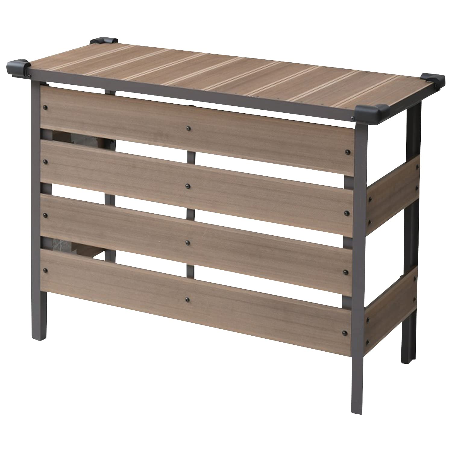 ガーデンマスター 人工木 エアコン室外機カバー 幅98.5×奥行42.5×高さ74.5cm 天然木のような自然な木の質感で雨や水に強い ナチュラルブラウン MWAC-100(NA)