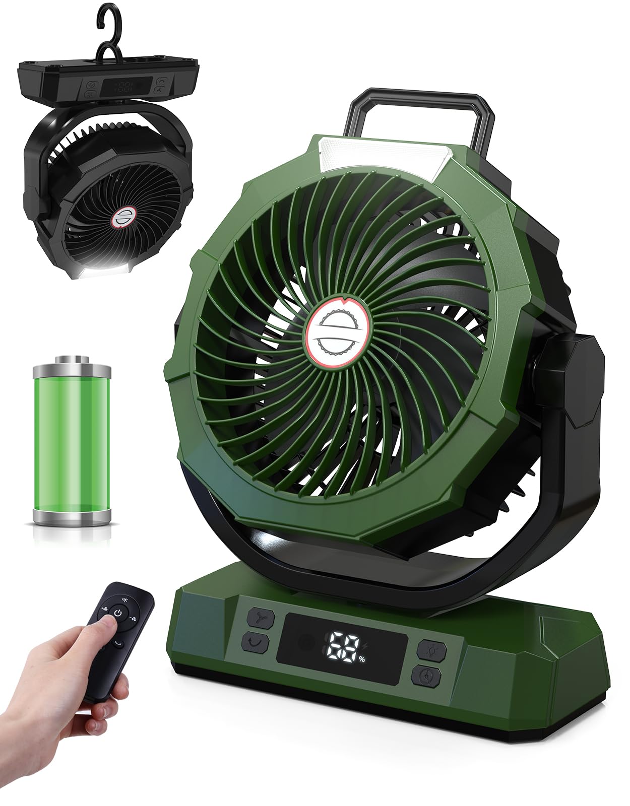 キャンプ 扇風機 40000mAh アウトドア 扇風機 風量4段階調節 超強風力 自動首振り リモコン付き タイマー機能 DCモーター 低騒音 多機能 吊り下げ サーキュレーター 卓上 小型 リビング