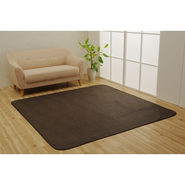 1161000130807 ラグカバー 引っかき傷防止 抗菌 シワになりにくい ずれにくい ダークブラウン 約190×190cm メーカー直送