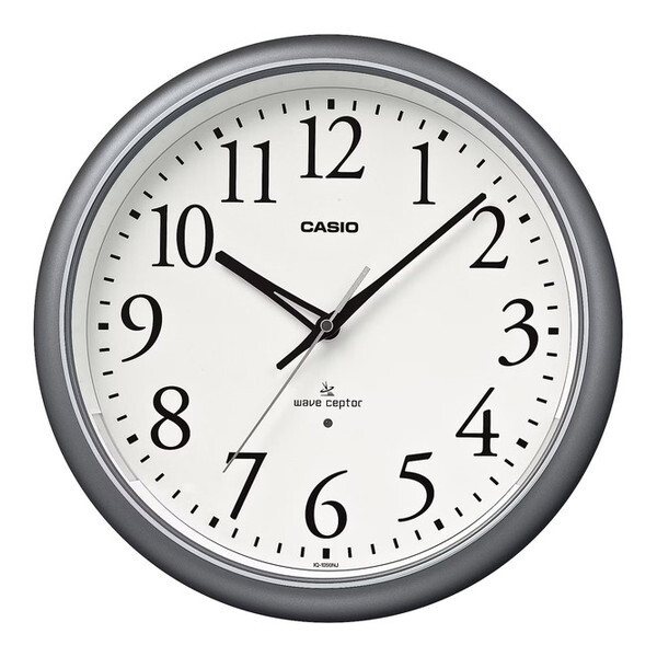 IQ-1050NJ-8JF シルバー 電波掛時計 (夜見えライト)