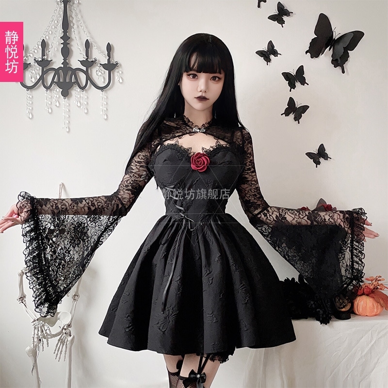 国境を越えたヨーロッパとアメリカのダークゴシックハロウィンコスチューム女性魔女吸血鬼黒ドレス花嫁ドレス天使の衣装