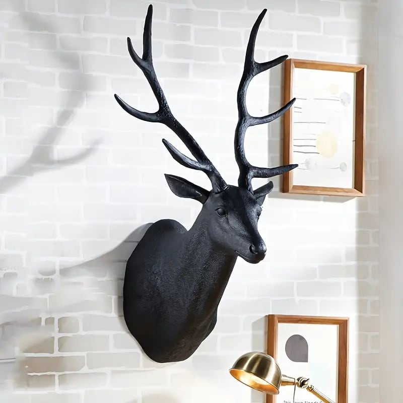 壁掛け インテリア 鹿 モノトーン ハンティングトロフィー調 おしゃれ 置物 アート オーナメント 動物 アニマル 白 ホワイト ブラック 4-7