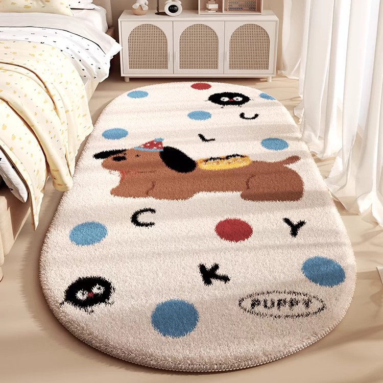 漫画のベッドサイドブランケットベッドルーム長床マットの汚れ抵抗性がありベッドフロントアンチスリップフットマット家庭用模倣カシミアフロアマット