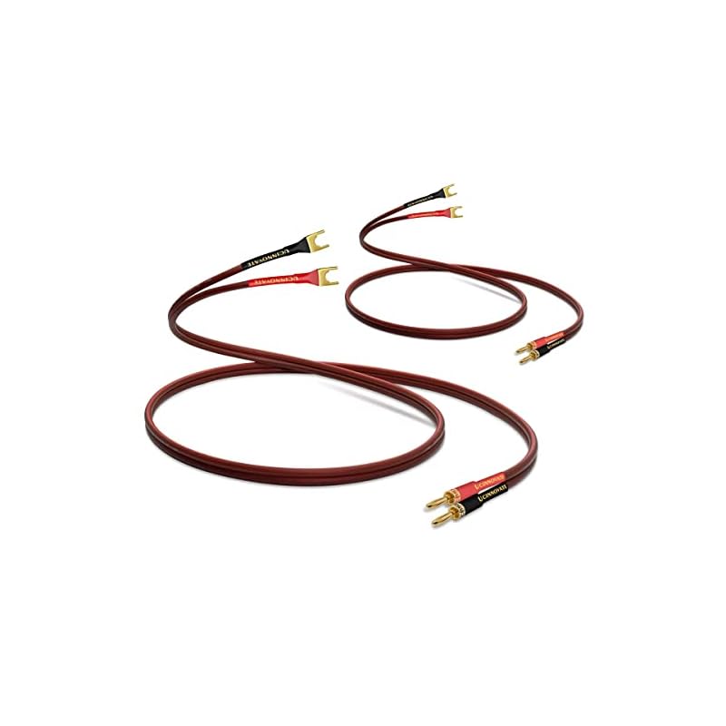 UCINNOVATE HiFi OFCスピーカーケーブル 2本パック バナナプラグからジャンパースペード バナナプラグからUフォークプラグ 14AWG スピーカーワイヤーコード ジャンパーブリッジケー