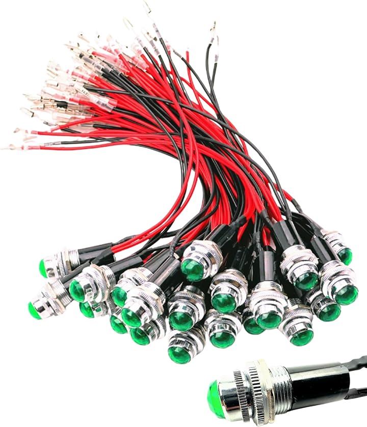 LEDパイロットランプ ダイヤカット LED埋め込み式 24V 16mm 16φ(グリーン, 20個)