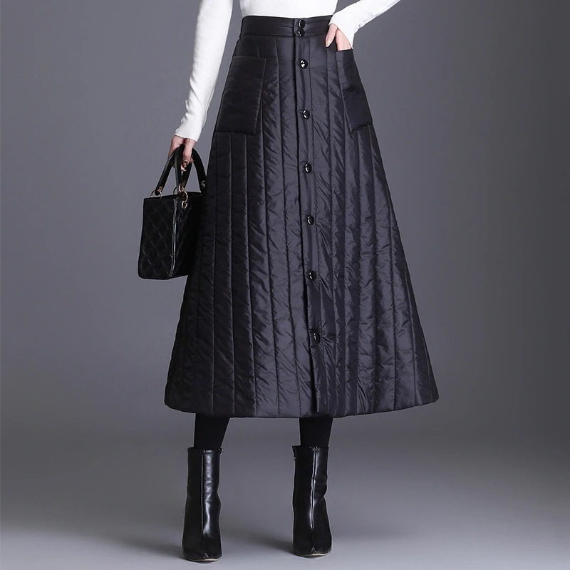 巻きスカートキルティングスカート中綿スカートラップスカートロングスカートハイウエストAラ