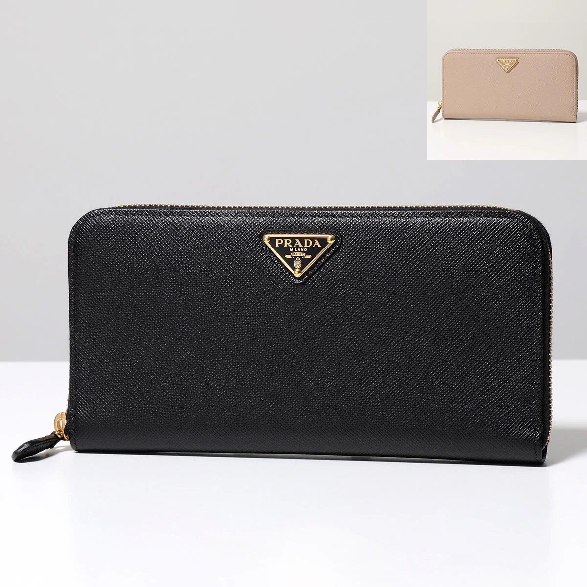 PRADA プラダ ラウンドファスナー長財布 1ML506 QHH レディース サフィアーノレザー トライアングルロゴ カラー2色