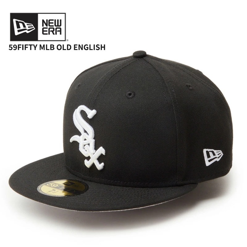 ニューエラ ユニセックス キャップ NEW ERA 59FIFTY MLB Old English シカゴ・ホワイトソックス ブラック 帽子