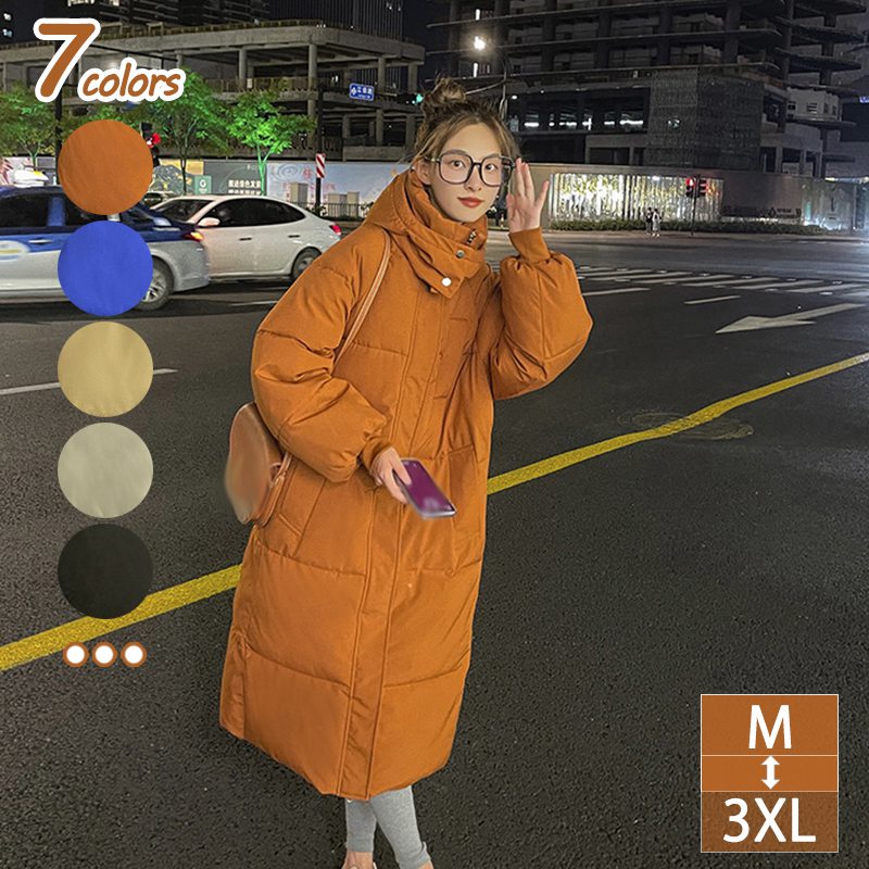 ダウンジャケット レディース 厚手 ダウンコート ベンチコートダウンジャケットフード付き 無地 ロング ジップアップ フード付き ロングコート ダウンパーカー インナーダウンコート カジュアル 保温