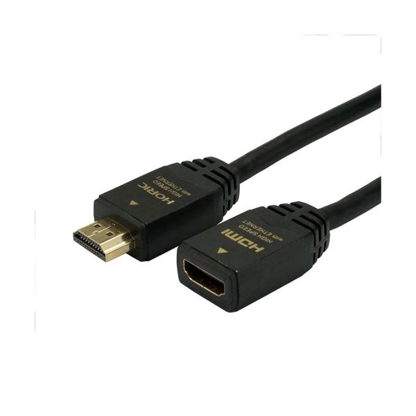 （まとめ）HORIC HDMI延長ケーブル 0.5m ブラック HDFM05-122BK[x5]