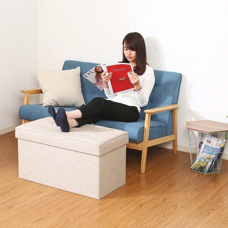 収納ベンチ おしゃれ 収納付きスツール 2個セット 幅76×奥行38×高さ40cm ベージュ 7,236円