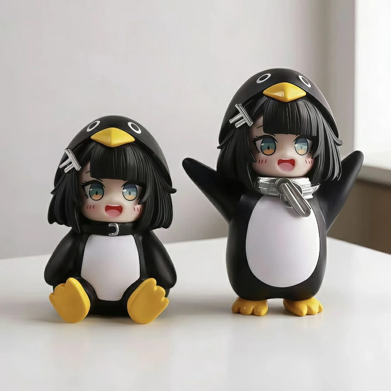 SNS で大人気 ググガガ フィギュア ペンギン ちびキャラ Q 版 可愛い ペンギン少女 デスクトップ置物 インテリア コレクション プレゼント 誕生日 ギフト アニメ ゲーム