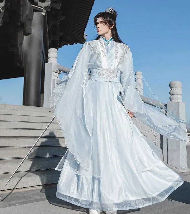 メンズ漢服コスチューム 豪華7点セット 上下セット 師匠風 玄幻仙俠風 俠士 武林江湖 法術 飄逸 師尊風 門派 伝統衣装 コスプレ衣装 ハロウィン 学園祭 文化祭 チャイナ服 中国古代衣装 変装 仮 10,220円