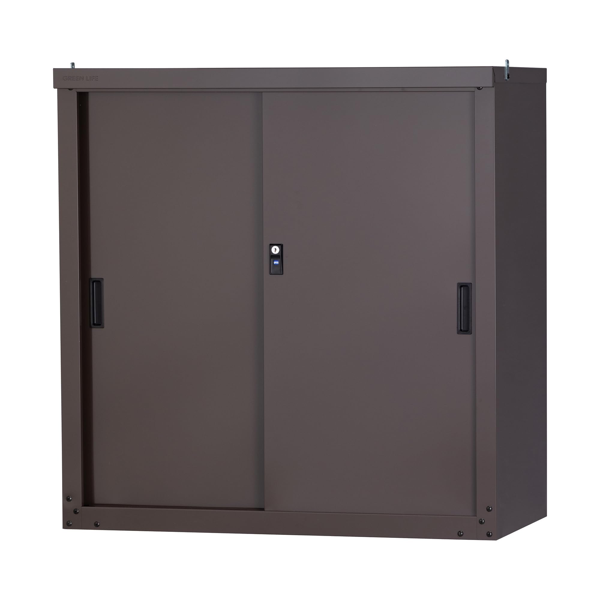 グリーンライフ 物置 収納庫 屋外 小型 【日本製】棚板1枚・鍵付き(幅89×奥行47×高さ92cm)オールブラウン サビに強い 調整可能な可動棚 HS-92(AMBR)