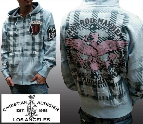 セール クリスチャンオードジェー パーカー メンズ Christian Audigier GARAGE PARTS HOT ROD ジップパーカー フーディー インポート ハリウッド LAセレブ