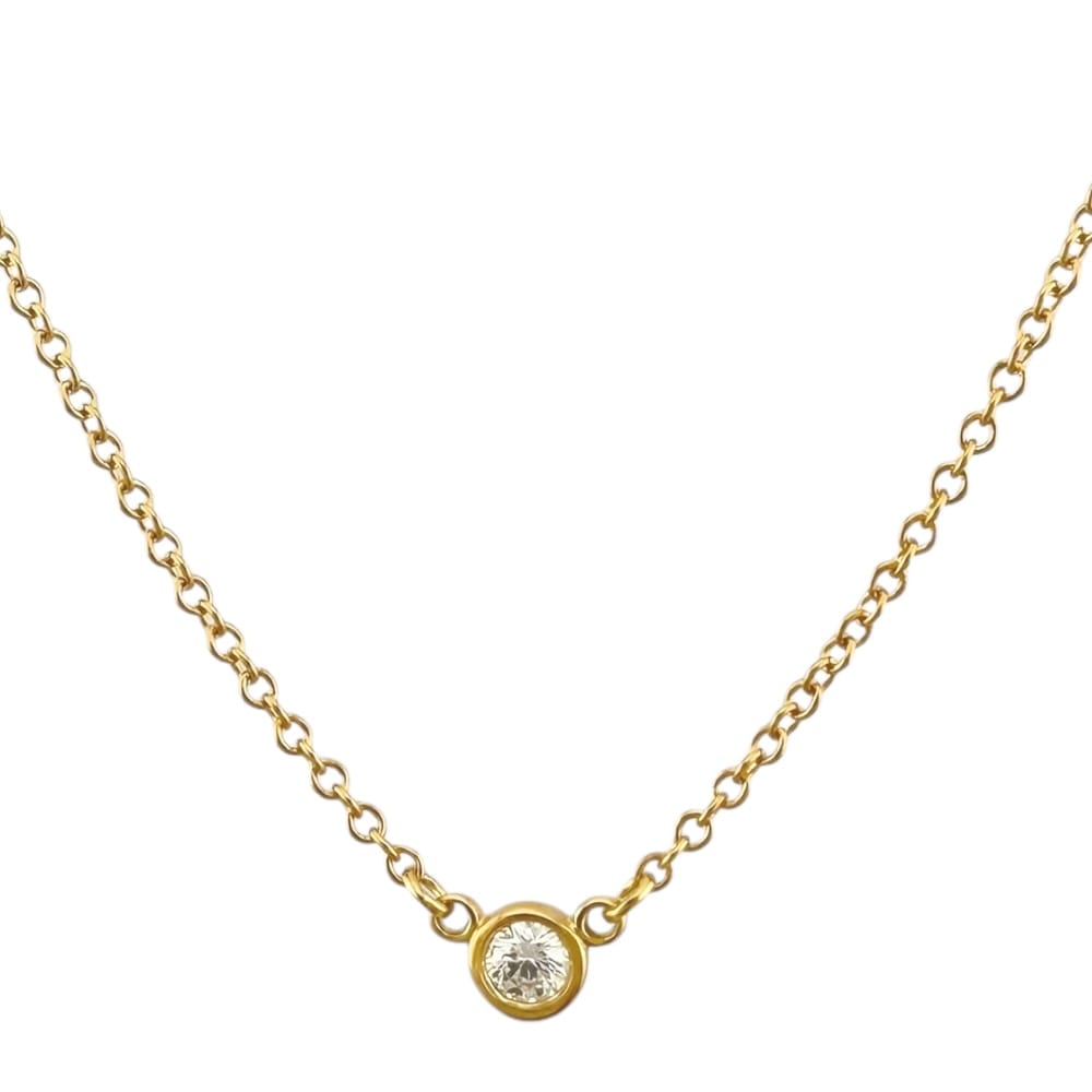 ティファニー バイザヤード 約0.05ct ネックレス 18金 K18イエローゴールド ダイヤモンド TIFFANY&Co. 中古 美品