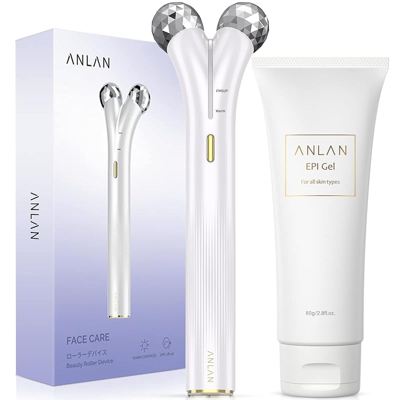 【WARMEMS新発想】ANLAN 美顔ローラー 美容ローラー 温熱リフトローラー 首 顔集中ケア EMS微電流 ローラー美顔器 小顔ローラー フェイスローラー 温熱ケア 母の日 ギフト 誕生日プレ