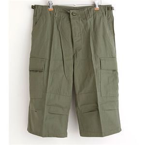 アメリカ軍 BDU クロップドカーゴパンツ ／迷彩服パンツ Lサイズ リップストップ オリーブ レプリカ