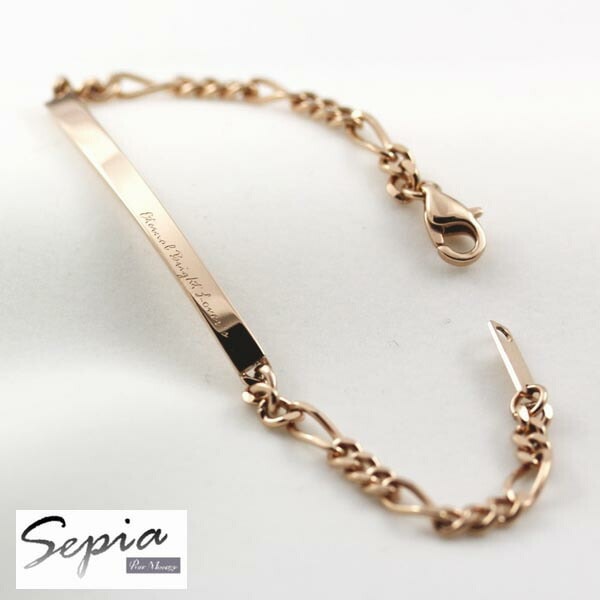 【即納】ピュア メッセージ　セピア　メンズ　レディース プレート ステンレス ブレスレット PURE MESSAGE SEPIA PMS-305 金属アレルギー対応 ノンアレルギー アクセサリー ペア