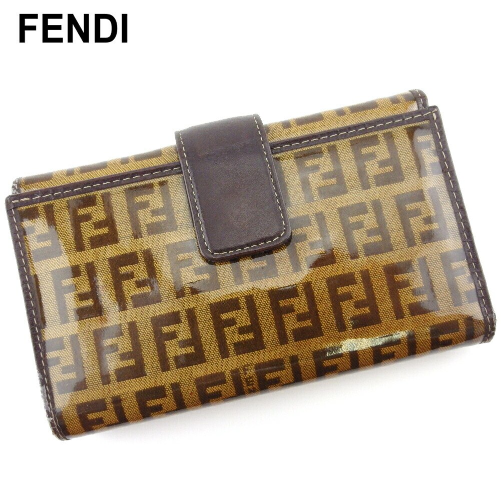 三つ折り 財布 中長財布 ズッキーノ レディース メンズ ベージュ ブラウン 中古