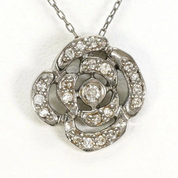 K18 18金 WG ネックレス ダイヤ 0.20 中古